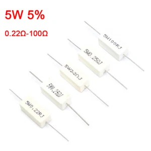 5W Resistors Cement Horizontal 5% Resistance Tolerance 0.22/0.25/0.5/1/2.2-100Ω - Picture 1 of 6