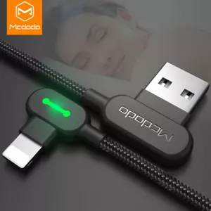 Cable de datos de carga rápida MCDODO LED 90° para iPhone para iPad cargador USB en forma de L - Imagen 1 de 12