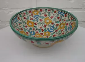 TRADITIONAL HAND PAINTED CERAMIC FRUIT / SALAD BOWL/ PASTA * FES POTTERY - Picture 1 of 5