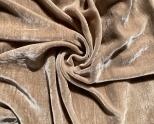 Tessuto velluto seta crema noce da cortile, 1/2 iarda e 1/4 iarda, larghezza 45" - Foto 1 di 4