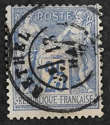 c.1877 France 25c ultramarine Peace & Mercury stamp revel cds - Image 1 of 2