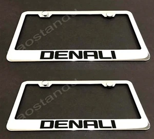 2xDENALI STAINLESS Chrome License Plate Frame w/screw Caps - Picture 1 of 1