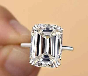 4.00 Ct D VS1 Emerald Cut Diamond Ring Lab Grown 14k White Gold IGI Certified - Picture 1 of 12