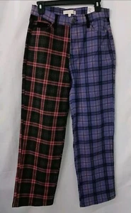 Madden Girl Clark Dad Jeans Plaid Two Tones Wide Leg Size 29 - Picture 1 of 7