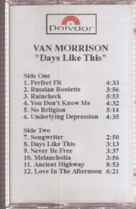 van Morrison days like this cassette promo - Picture 1 of 2