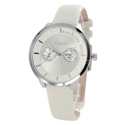 Furla Ladies Metropolis Silver Ivory White Natural Leather R4251102547 - Image 1 of 4
