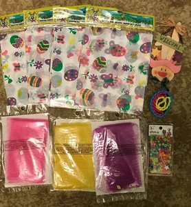 Easter Basket Bundle Lot Tablecloth,Net Wrap,Bunny Hanger,Beads Set,Bracelets   - Picture 1 of 10