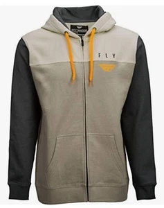 Felpa con cappuccio e zip Fly Racing orizzontale kaki grigio pietra taglia small - Foto 1 di 13
