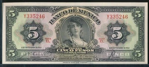 1954 Mexico 5 Pesos, Series Y, Uncirculated - Picture 1 of 2