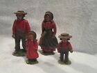 Vintage Cast Iron Amish Family Figurines Set of 4, Parents, Daughter & Son