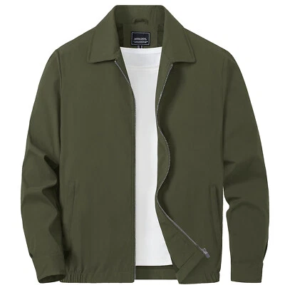 Chaqueta de Primavera Delgada Para Hombre Cremallera Completa Chaqueta de Bombardero Ligera Informal Abrigo de Pista EE. UU. Foto 1 de 4