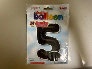 Conver USA 34" Jumbo Number 5 Black Foil Balloon Party Decorations Birthday - Picture 1 of 2