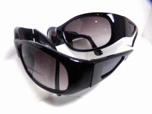 2 pair Bifocal tint Reading Glasses Power +1.50 Wrap safety frame UV Sun Readers - Picture 1 of 3
