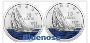 Lot of 2- 2021 Canada 10c Bluenose Colored Carded From Special Mint Rolls UNC - Bild 1 von 4