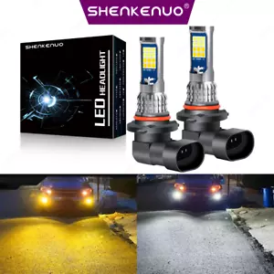 LED Headlight Bulbs 3030 9005 HB3 High Beam White Yellow Switchback 1Pair Bright - Foto 1 di 13