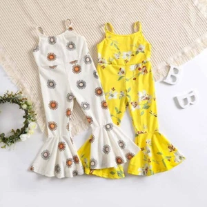 Newborn Baby Girls Sleeveless Romper Tops Floral Outfit Set Jumpsuit Clothes - Picture 1 of 14