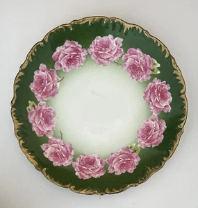 Antique German Steinmann Porcelain 7.5” Plate • California Rose a La France - Picture 1 of 5