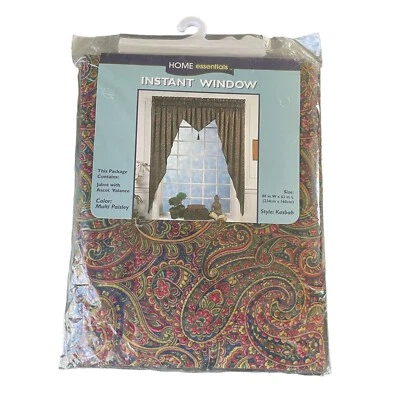 Home Essential 3 Piece Ascot Valance Set Red Blue Paisley 88x63 NIP - Image 1 of 4