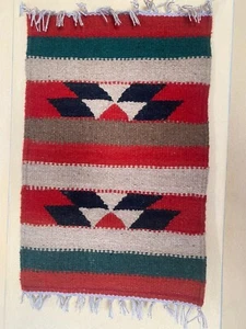 Vintage Wool Colored Carpet Rug Traditional Jordanian Homemade (75cm x 45 cm) - Picture 1 of 5