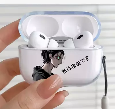 Anime Attack on Titan Transparent Case Apple Airpods Pro Gen 2 3 4 Eren Jaeger - Image 1 of 4