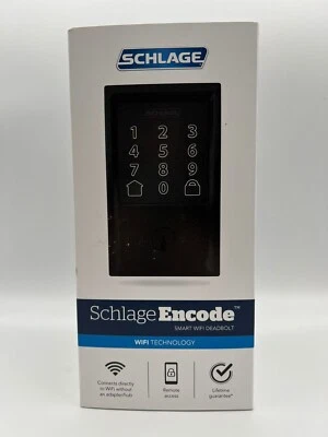 Nuevo cerrojo WiFi inteligente Schlage Encode con recorte Century en negro fácil de instalar Foto 1 de 4