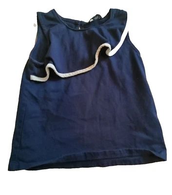 Camiseta sin mangas azul Nautica tema marinero niñas borde blanco volantes 4 Foto 1 de 4