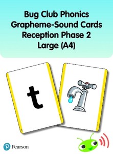 Bug Club Phonics Grapheme-Sound Cards Reception Phase 2 Large (A4) by Rhona John