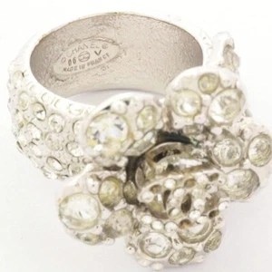Anello CHANEL logo CC fiore di camelia strass misura USA 7,25 O6V gioielli - Foto 1 di 6
