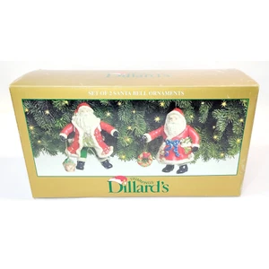 Dillard's Trimmings Set Of 2 Santa Bell Ornaments Arms & Legs Move - Picture 1 of 11