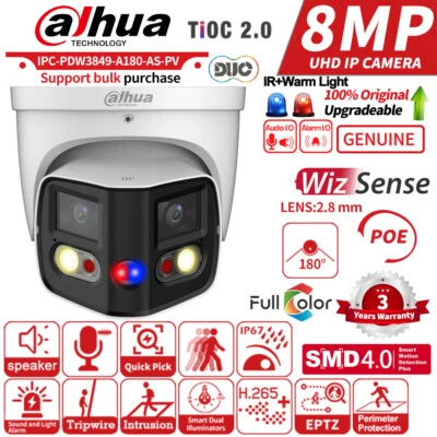 Dahua IPC-PDW3849-A180-AS-PV 8MP Panoramic 2-Way Talk TiOC PoE SMD4.0 IP Camera - Image 1 of 4