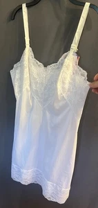 Vintage KOMAR Gr. 38 Full Slip Kleid SEIDIG WEISS Spitze Dessous 60er Jahre Neu mit Etikett - Bild 1 von 10