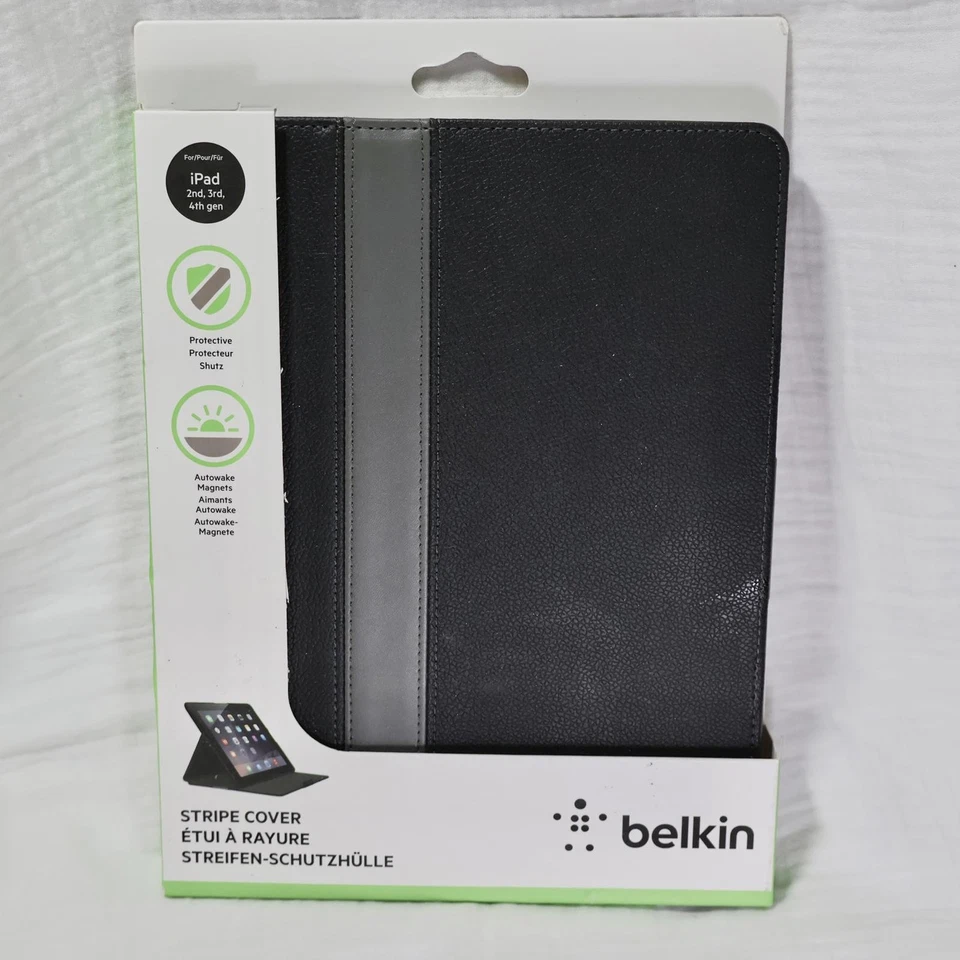 Belkin iPad 2/3/4 Funda Plegable Folio Negro Guijarro Cuero Mag Cerrar NUEVO   Foto 1 de 2
