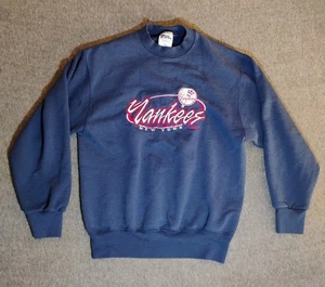 Vintage 90s Pro Player MLB New York Yankees Sweatshirt Men Medium Blue Baseball - Picture 1 of 6