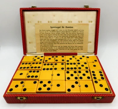 Vintage 2 Toned BAKELITE German Dominoes**Simichrome TESTED ~COMPLETE 28 Pieces - Image 1 of 3