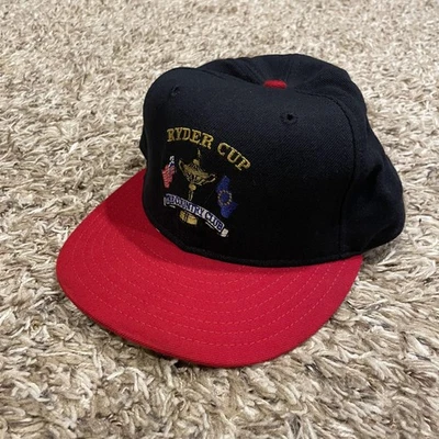 Sombrero de lana vintage años 90 Ryder Cup New Era ajustado para hombre 7 1/4 azul rojo hecho en golf en EE. UU. Foto 1 de 4