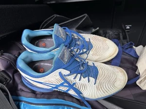 Size 11.5 - ASICS Court FF Novak White Tuna Blue Clay 1041A344 - Picture 1 of 19