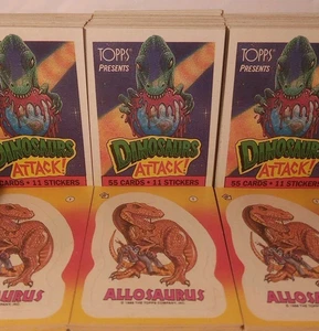 1988 Topps Dinosaurs Attack Complete 55 Cards Set With All 11 Stickers NOS Multi - Picture 1 of 4