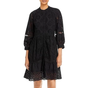 795 $ Kobi Halperin Damen Hailey Kleid schwarz Ösen Baumwolle Mini Größe 16 - Bild 1 von 14