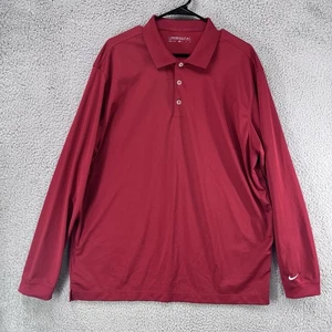 Nike Golf Polo Herren XL Rot Dri-Fit Langarm Athleisure Activewear Dadcore J7 - Bild 1 von 7
