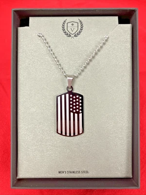 Colgante de acero inoxidable con bandera americana con etiqueta de perro para hombre collar cadena pistola metal Foto 1 de 4