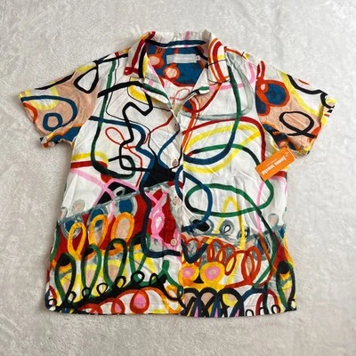 Camisa de acampamento feminina Jams World Honolulu pequena colorida nova com etiquetas com botão para cima - Imagem 1 de 4