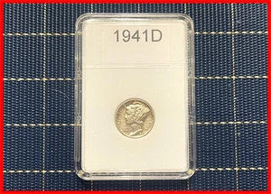 1941-D Mercury Dime 10 Cent - Stunning AU+ 90% Silver Coin - Set Break - Picture 1 of 4