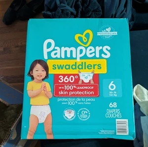 Pañales desechables para bebé Pampers Swaddler 360 enormes - talla 6 - 68ct - Imagen 1 de 4