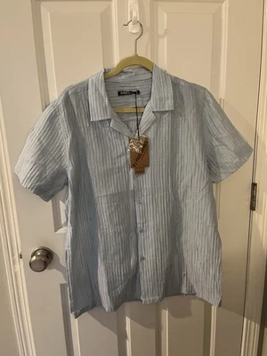 Hombre PJ Paul Jones Texturizado Manga Corta Abotonado, Mediano, Azul Claro, Nuevo con Etiquetas Foto 1 de 4