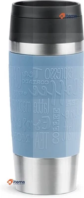 Emsa N20211 Travel Mug Classic Insulated 0.36 Litres Aqua Blue Stainless Comfort - Image 1 of 4