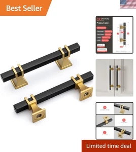 Elegant 10 Pack Black & Matte Gold Cabinet Handles for Kitchen & Dresser - Picture 1 of 9
