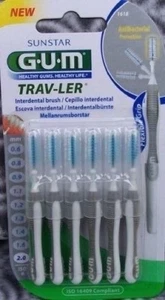 3 *Gum Trav-Ler 6 Pieces Gray 1618 2 Interdental Brushes Traveler - Picture 1 of 1