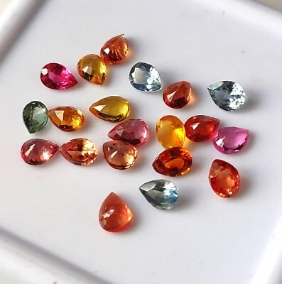 3X4 MM PEAR CUT AAA+ NATURAL MULTI SAPPHIRE FACETED CALIBRATED GEMSTONE 20 PIECE - Image 1 of 3