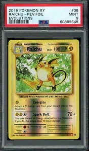 2016 Pokemon XY Evolutions Reverse Foil Holo Raichu #36 Rare Art eBay 1/1 PSA 9 - Picture 1 of 22