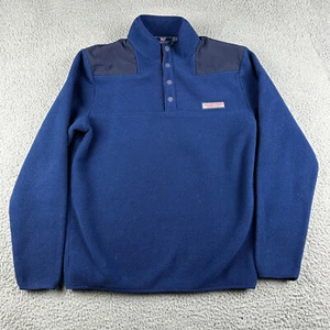 Vineyard Vines Sweater Mens Small Blue Fleece 1/4 Snap Button Outdoor - Picture 1 of 15